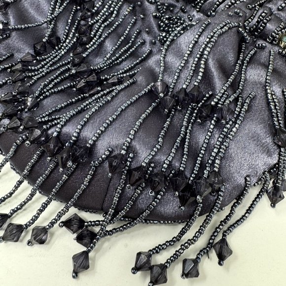Beaded Satin Evening Bag With Chain & Handle By Bijoux Terner - Picture 3 of 9